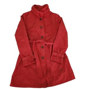 OLSEN Europe outdoor red trench coat belted lightweight jacket size m/l